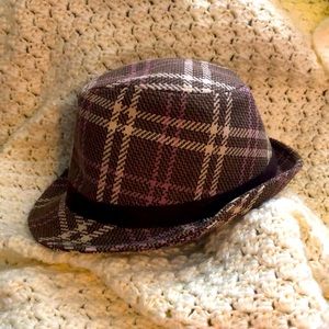 Old Navy Plaid Tweed Fedora Hat L-XL